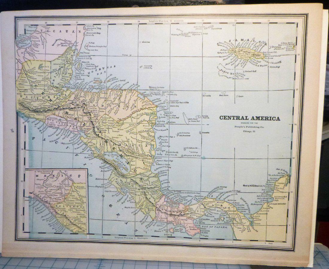 Central America 1892: Title/ Content of Map:Central America 1892 Date Printed: 1892 Cartographer: Material/Medium: paper Dimensions: approx 13.5x 11 inches Additional Information: Illif's Imperial Atlas Reserve: $15.00 S