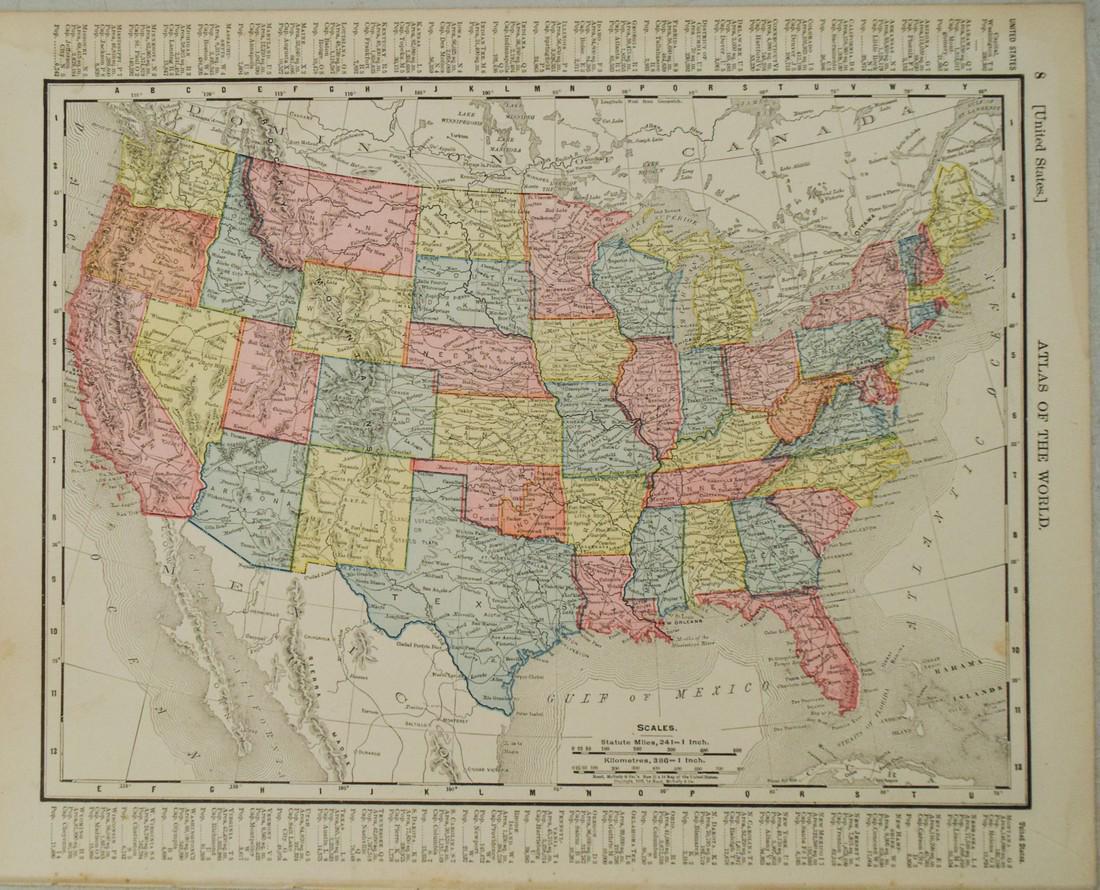 1898 Rand Mcnally Map Of The United States United States