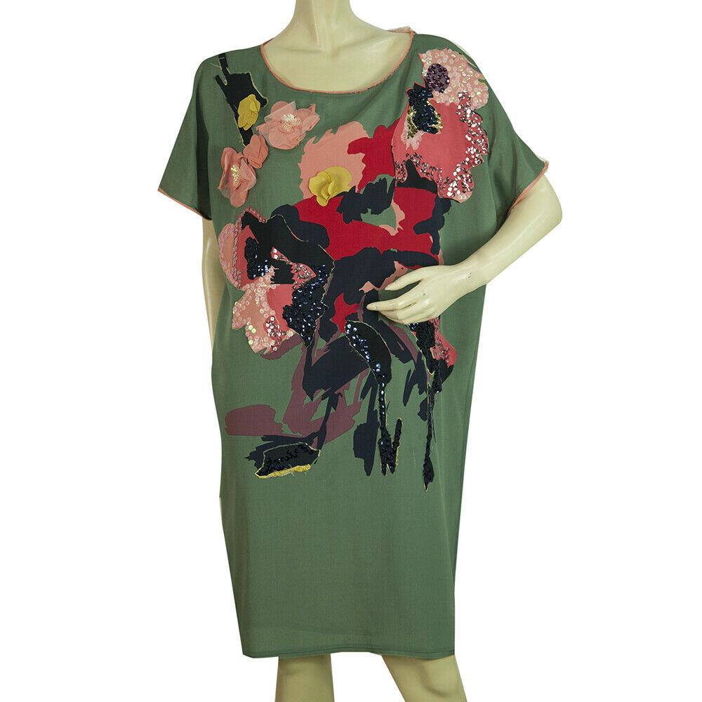 DKNY Donna Karan Green Pink Blue Floral Silk Tunic Knee: DKNY Donna Karan Green Pink Blue Floral Silk Tunic Knee Length Dress size L DKNY dresses are infused with the label's easygoing, worry-free aesthetic. This super-soft silk floral printed dress in gree