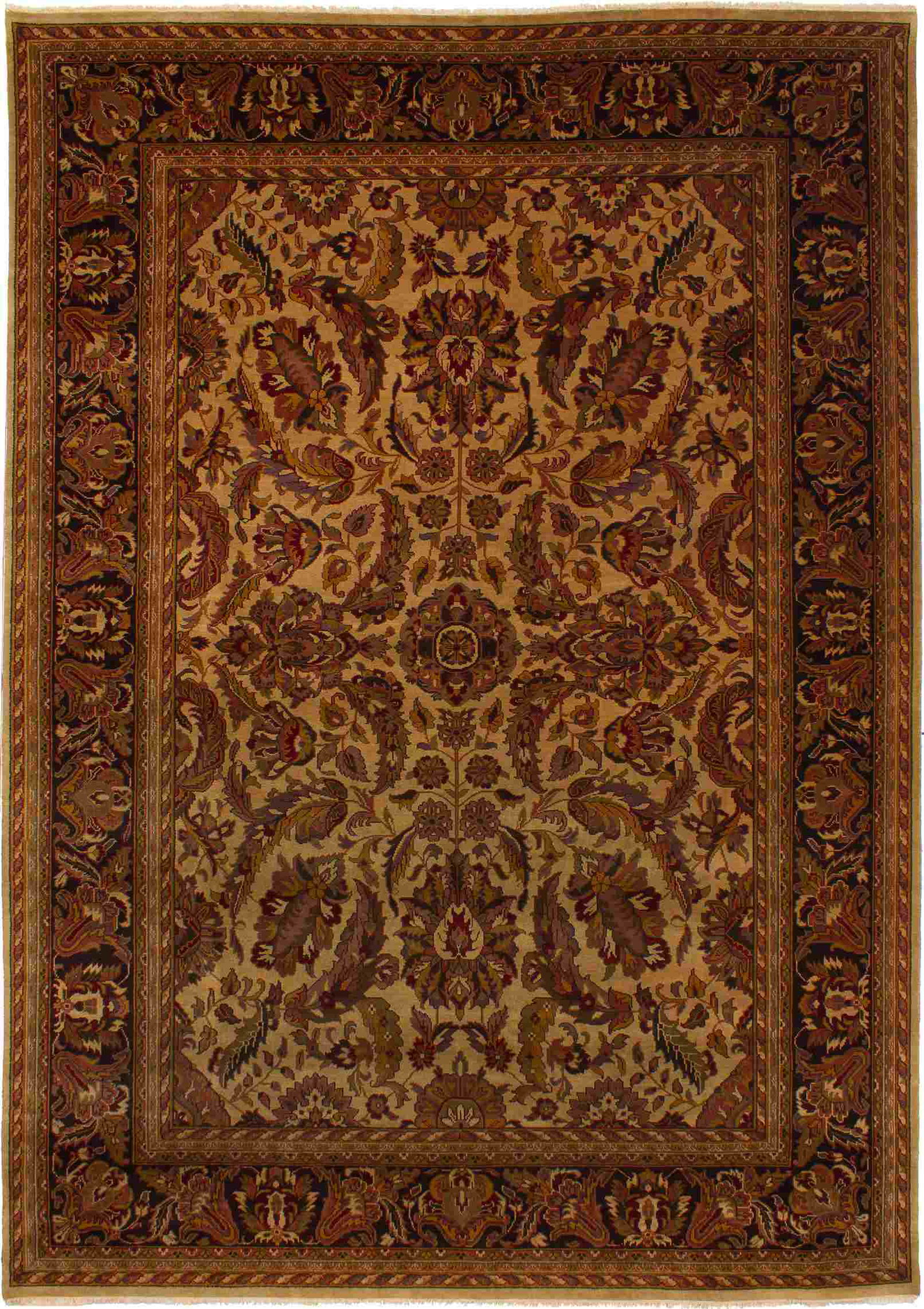 Hand-knotted Finest Agra Jaipur Light Khaki Wool Rug (1 of 4)