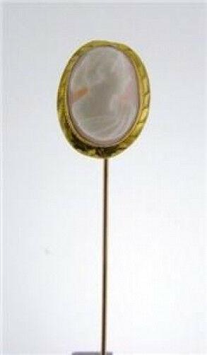 LADIES 10K YELLOW GOLD CAMEO STICK PIN 2 1/2" (1 of 5)