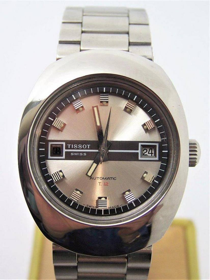 Mens S/Steel TISSOT Automatic T-12 Watch c.1970s in: Description Mens S/Steel TISSOT Automatic T-12 Watch c.1970s in Excellent Condition This Mens Tissot watch is Swiss made. Great present for yourself or someone you love as well as for watch collectors