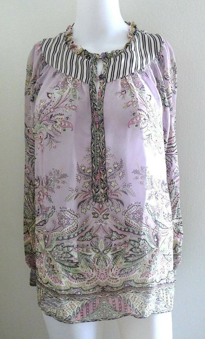 ETRO MILANO MADE IN ITALY SIZE 38 100% SILK BLOUSE TOP: NH5 AUTHENTIC ETRO MILANO SIZE: 38 BLOUSE 100% SILK Etro is a New Tradition brand, this means that it functions through the combination of artisan know-how and creative experimentation. The entreprene