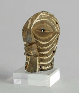 Cute SONGYE Kifwebe Female Miniature Wood Mask Congo: Title: Cute SONGYE Kifwebe Female Miniature Wood Mask Congo DRC African Tribal Art 0772Description: - CONGO DRC Songye Female Miniature Kifwebe Mask The Songye have created these masks among the most
