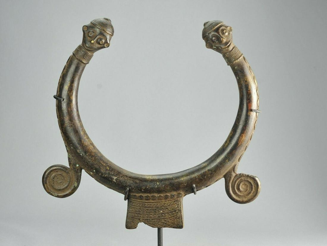Bronze anthropomorphi; c altar Ring or currency TIV ?: Title: Bronze anthropomorphi; c altar Ring or currency TIV ? Nigeria African Art 0629 Description: Probably NIGERIA Lost Wax Bronze PROBABLY TIV Large Currency or Torque Characteristics TYPE OF OBJECT
