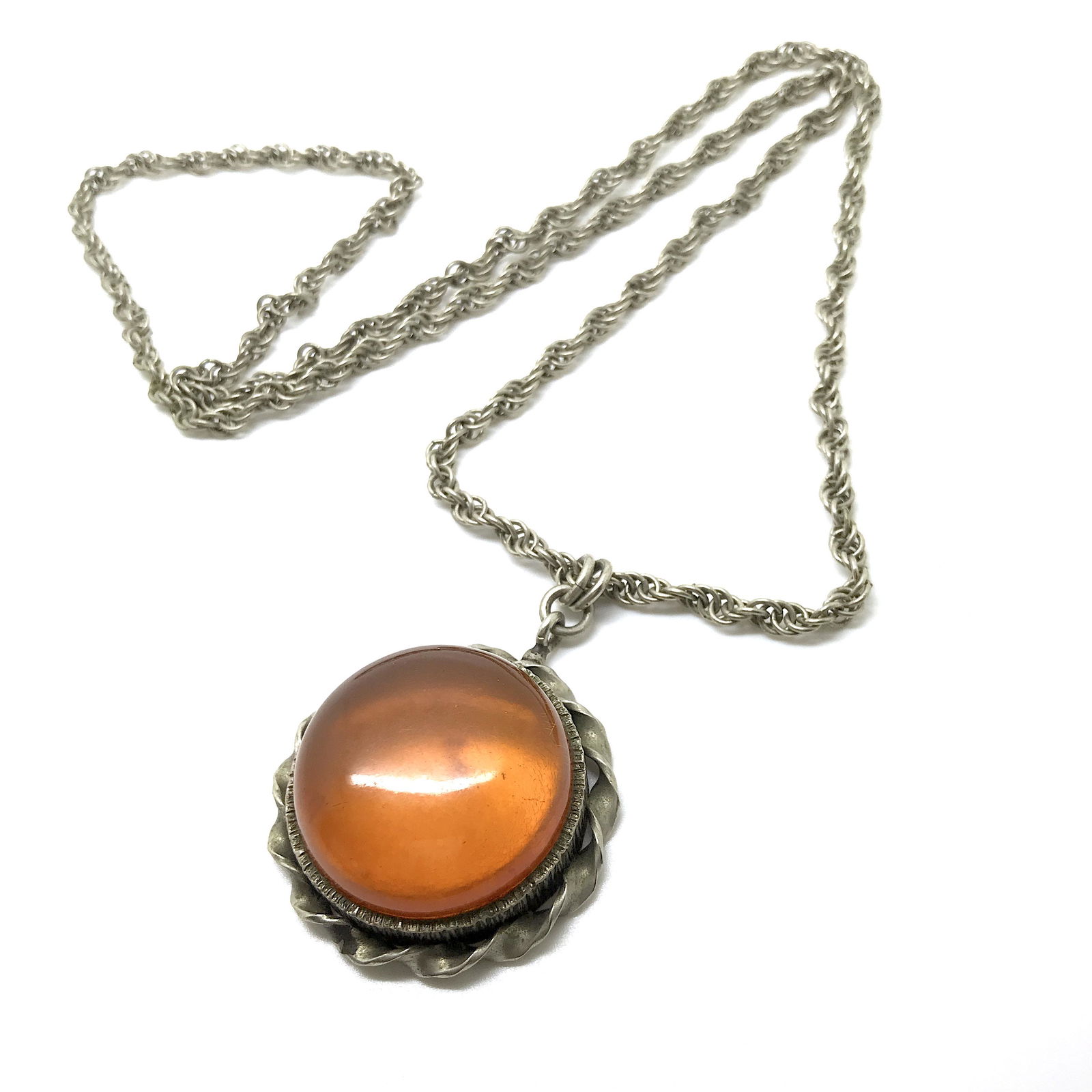 Exquisite Unique Vintage Amber Pendant with chain, (1 of 8)