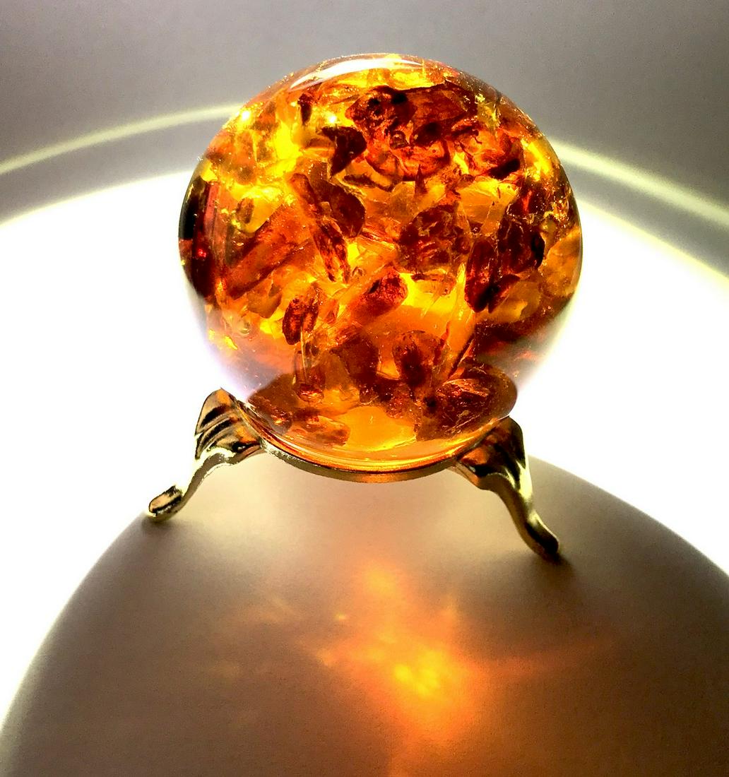 Amazing Vintage Amber Ball on a pedestal (1 of 8)