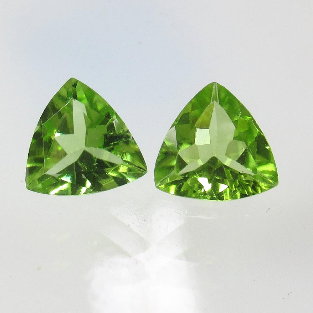 2.03 Ct Natural Pakistan Peridot Trillion Pair (1 of 2)