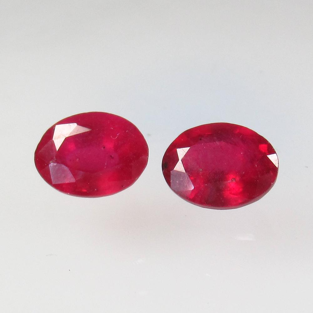 2.90 Ct Natural Mozambique Red Ruby Oval Pair (1 of 2)