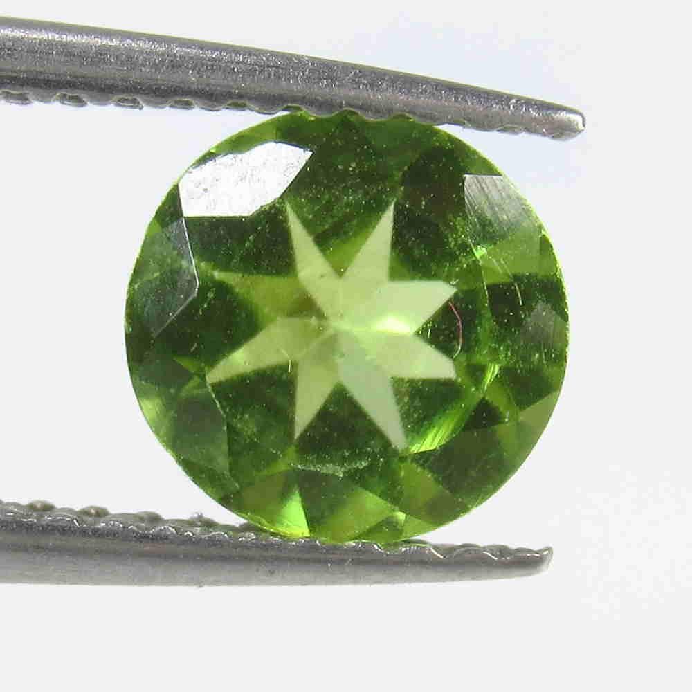 1.23 Ctw Natural Pakistan Peridot Round Cut: Reserve: Title: 1.23 Ctw Natural Pakistan Peridot Round Cut Stone Clarity: VVS Gemstone: Peridot Carat Weight: 1.23 Size/Dimensions: 7.00 x 7.00 x 3.70 mm Additional Information: Top Class Luster / Ex