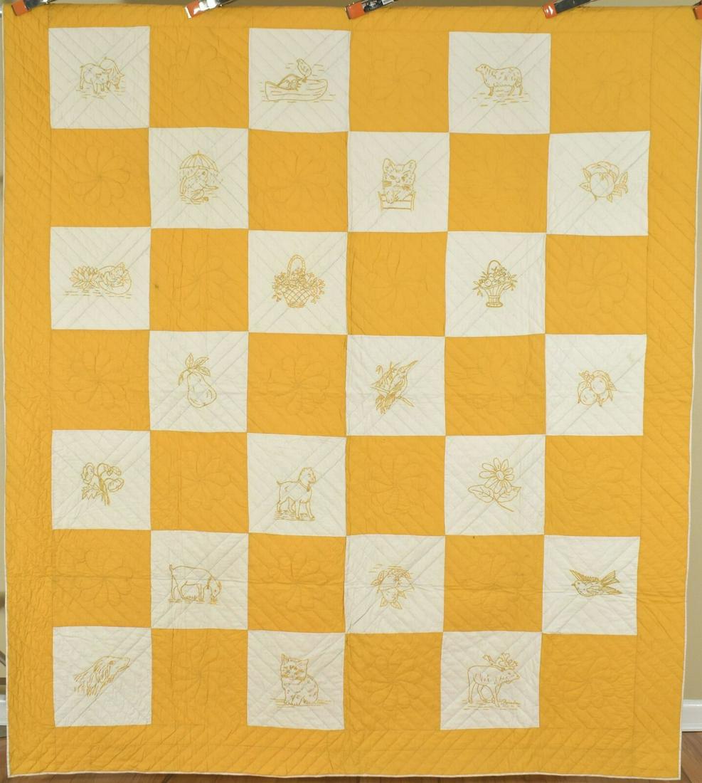 Vintage 20's Cheddar Yellow & White Antique Quilt (1 of 12)