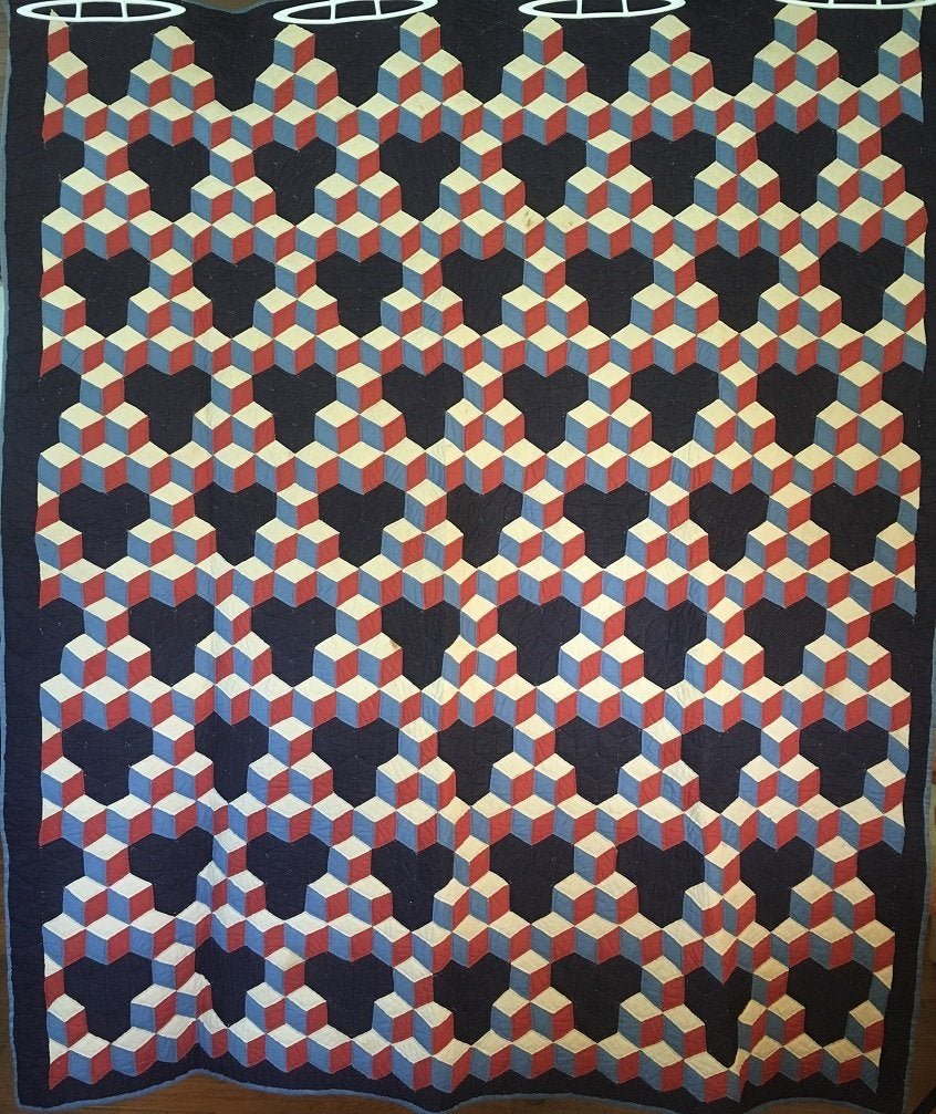 Tumbling Blocks Antique Quilt- graphic (1 of 8)