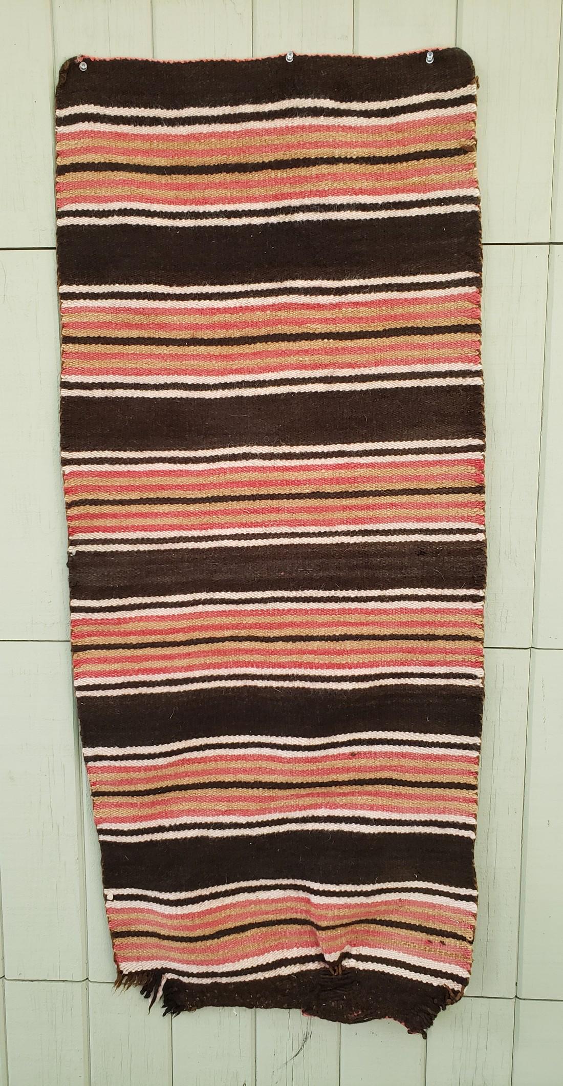 Navajo Long Double Saddle Blanket Ca 1930's (1 of 3)