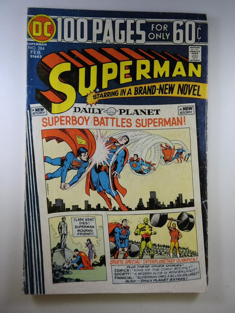 Superman #284: No Reserve! Superman #284 VG+ Shipping: Individual Comics: Flat-rate of $9.99 (1-8 comics) or $19.99 (9+ comics) to anywhere within the contiguous U.S. International: Foreign shipping rates are determ