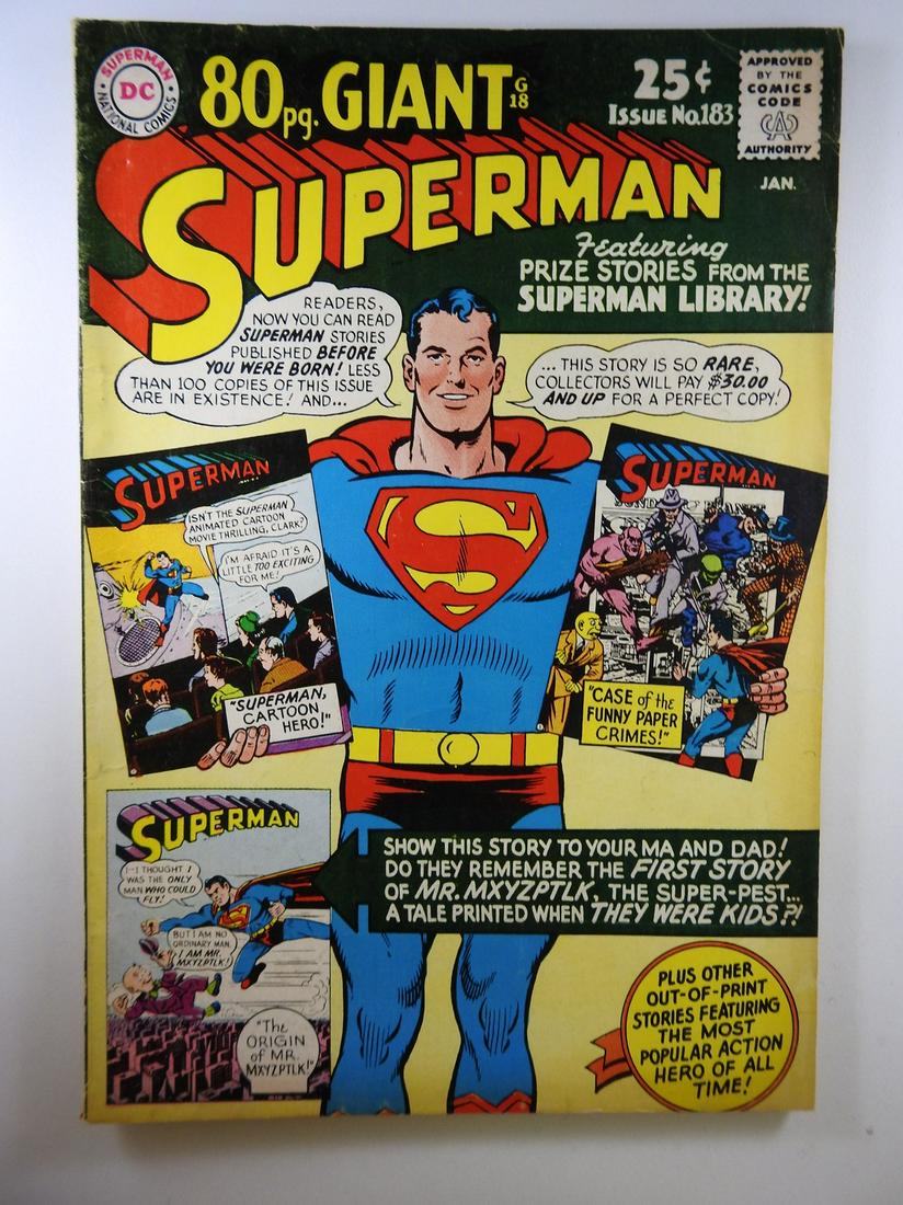Superman #183: No Reserve! Superman #183 FN Shipping: Individual Comics: Flat-rate of $9.99 (1-8 comics) or $19.99 (9+ comics) to anywhere within the contiguous U.S. International: Foreign shipping rates are determi