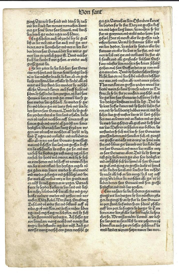c1485 Incunabula Leaf Life of Saints (1 of 2)