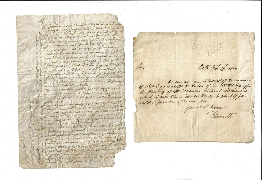 Lot Early English Letters 18th C Falmouth (1 of 3)