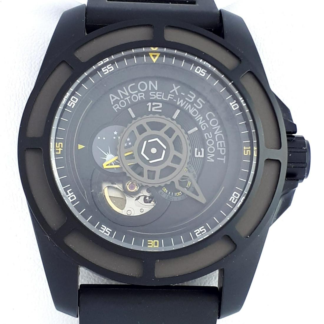 ANCON - X-35 Concept - Men - 2011-present: Brand : ANCON Model : X-35 Concept Gender : Men Movement : Automatic Type : Analogue wristwatch Total Lenght : 23,5 cm / 9,25 inch (Including Watch Case) Case Size : 45 mm / 1,77 Inch Br