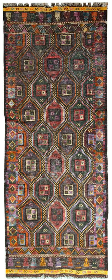Handmade antique Tunisian flat-weave kilim 3.3' x 9.2' (1 of 1)