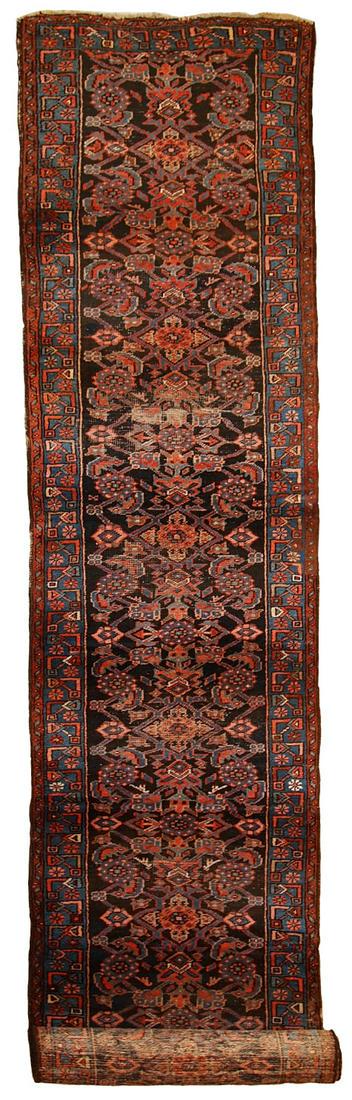 Handmade antique distressed Persian Hamadan runner 2.8' (1 of 1)