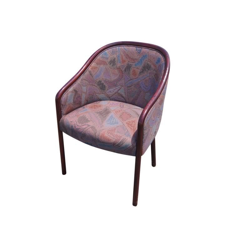 1 Vintage Mid Century Ward Bennett For Brickel Side: Title: 1 Vintage Mid Century Ward Bennett For Brickel Side Chair Description: Armchairs designed by Ward Bennett for Brickel. Oak frames in cherry finish with original upholstery. Details Creator Ward