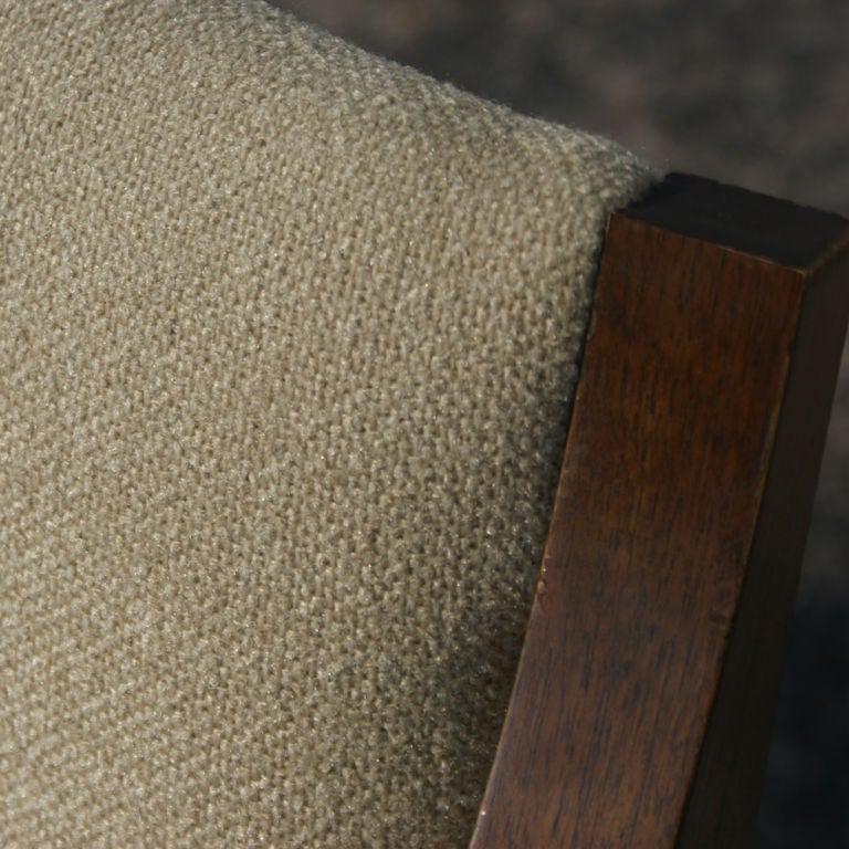 Pair Of Bert England For Stow Davis Lounge Chairs: Title: Pair Of Bert England For Stow Davis Lounge Chairs Description: A pair of mid century modern lounge chairs designed by Bert England and made by Stow Davis. Walnut frames with beige upholstery. D