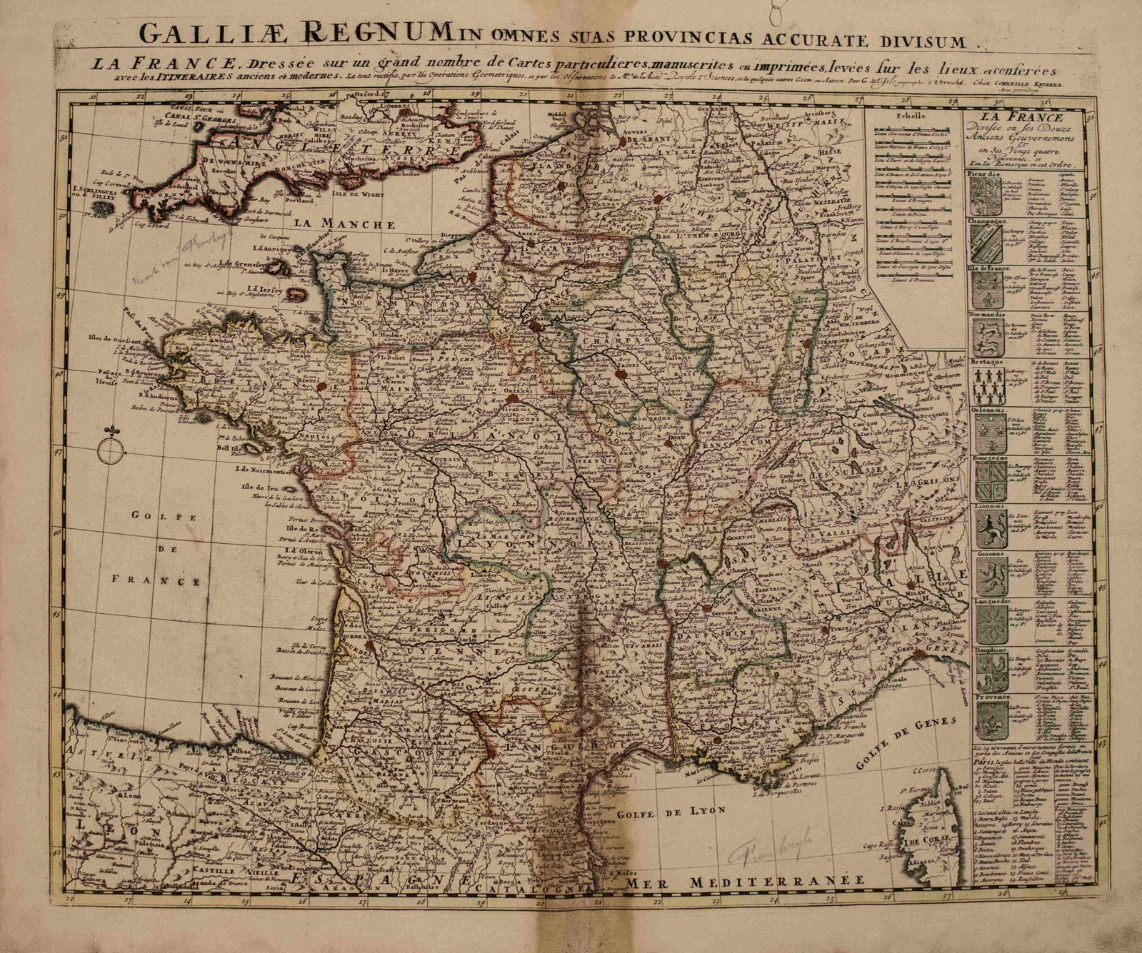 1792 Elwe Map of France -- Galliae Regnum in Omnes Suas: Title/Content of Map: 1792 Elwe Map of France -- Galliae Regnum in Omnes Suas Provincias Accurate Divisum Cartographer: J Elwe Year/Place: 1792, Amsterdam Size: 19 X 22.2 in. Description: This is a ve
