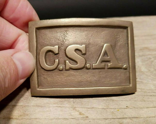 Civil War Confederate CSA Belt Buckle 3 Prong Brass Jul 28, 2020