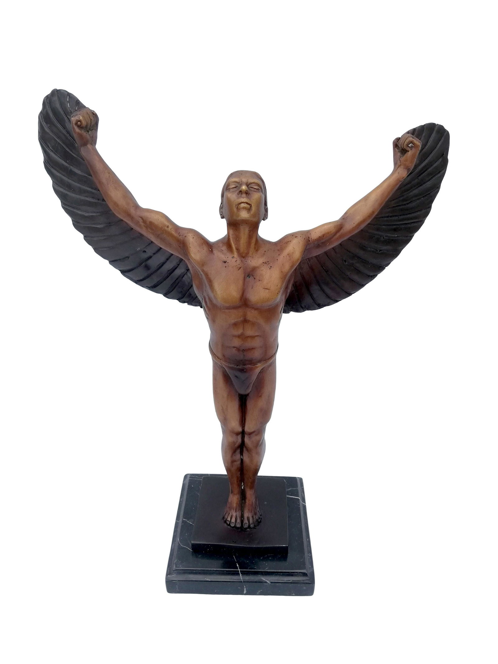 Large Bronze sculpture of Icarus - Greek Mythologie: Title: Large Bronze sculpture of Icarus - Greek Mythologie Maker: Unknown Origin: United kingdom Date.Period: 20th century Material: Bronze Marble Size: Width: + - 35 cm / 14 inchHeight: 40 cm / 16 in