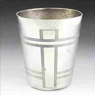 19th Century French Sterling Silver Wine Glass: Title: 19th Century French Sterling Silver Wine GlassDate/Period: 19th CenturyOrigin: FrenchSize: Caliber: 6.5cm Bottom diameter: 5.0cm Height: 7.6cmSilver Purity: 800 silverItem Weight: 74G