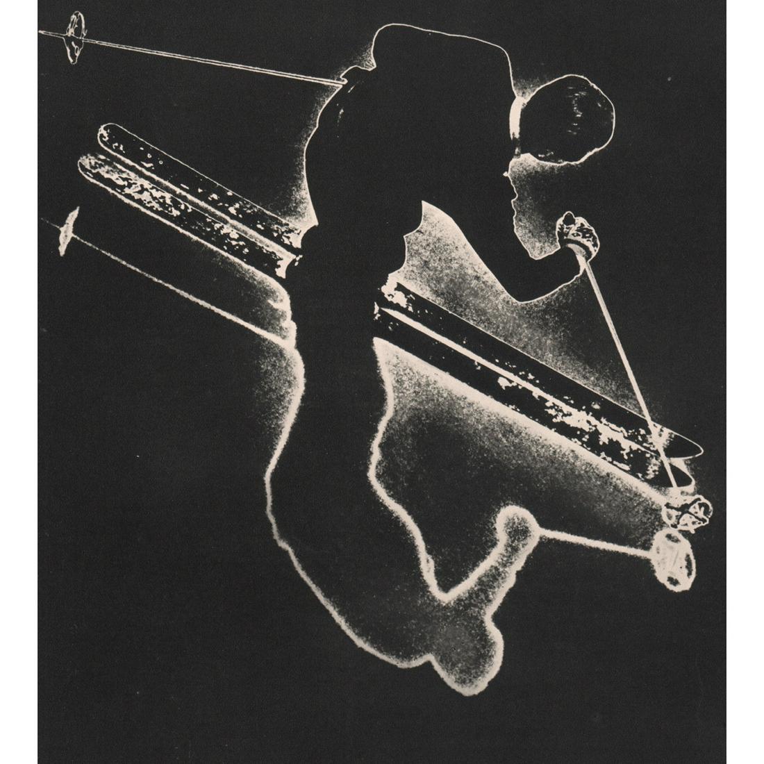 PIERRE BOUCHER - Skier: Artist: PIERRE BOUCHER Print Title: Skier Medium: Sheet-fed Gravure Printing Date: 1940's Printed in France Image size approx: 10 x 8 inches Pierre Boucher (1908-2000 ) was a French photographer who g