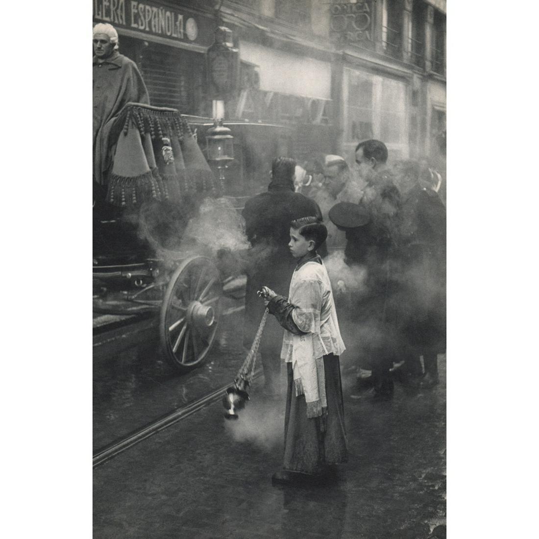 HENRI CARTIER-BRESSON - Madrid, Blessing of a sick man: Artist: HENRI CARTIER-BRESSON Print Title: Madrid, Blessing of a sick man Medium: Sheet-fed Gravure Printing Date: 1950's Printed in France Image Size approx: 13.5 x 9 inches Henri Cartier-Bresson (19