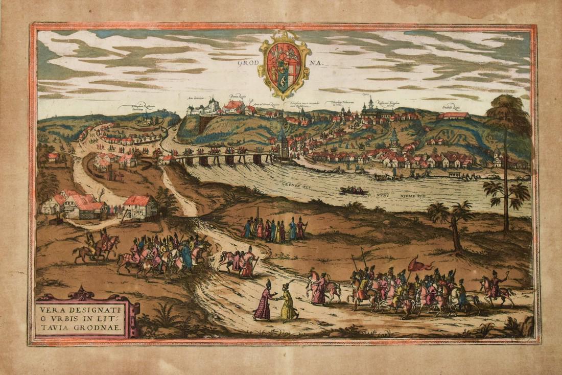 1580 c. Braun and Hogenberg View of Grodna(o), Belarus: Title/Content of Map: 1580 c. Braun and Hogenberg View of Grodna(o), Belarus -- Grodna. Vera Designatio Urbis In Littavia Grodnae Cartographer: Braun and Hogenberg Year/Place: 1580 c., Koln Size: 12.1