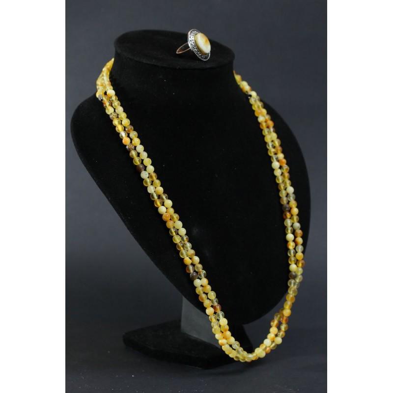 38 gram 100% natural Baltic amber set of necklace and: Total weight: 38 gramPendant weight: 30 gramSize of beads: 6 mmLength: 490 mmRing weight: 7.5 gramSize: Adjustable sizeStone: 100% natural Baltic amberTreatment: noTested 100% natural Baltic amber: fl
