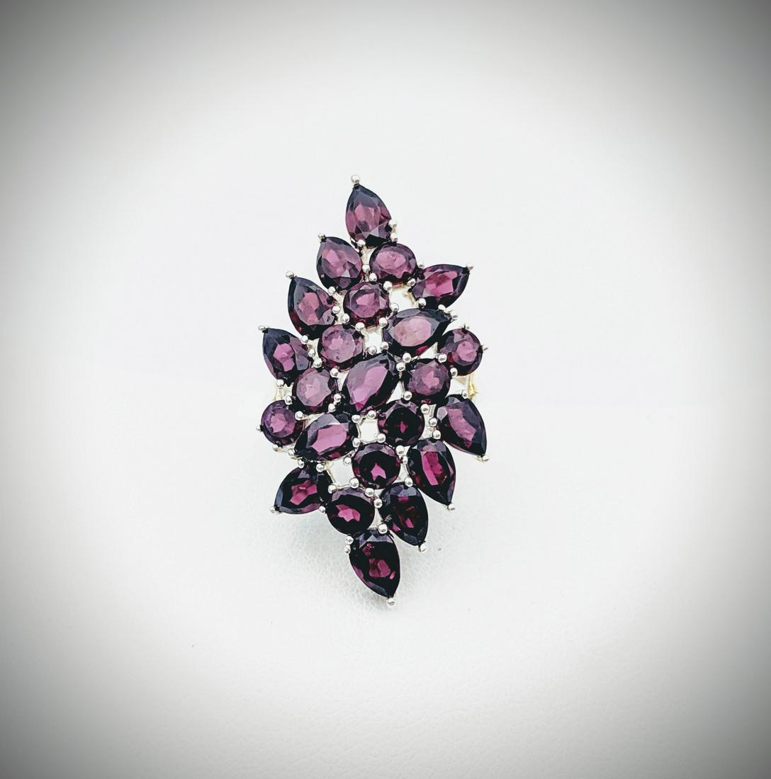 Sterling Silver Sz 7 Red Garnet Cocktail Ring (1 of 3)