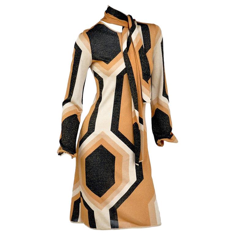 Tom Ford for Gucci Fall/Winter 2000 Kaleidoscope Dress: Gucci Kaleidoscope dress with attached scarf. Autumn/Winter 2000 Collection Size M Excellent Condition Details Designer Tom Ford Brand Tom Ford for Gucci Place of Origin Italy Period 21st Century Cond