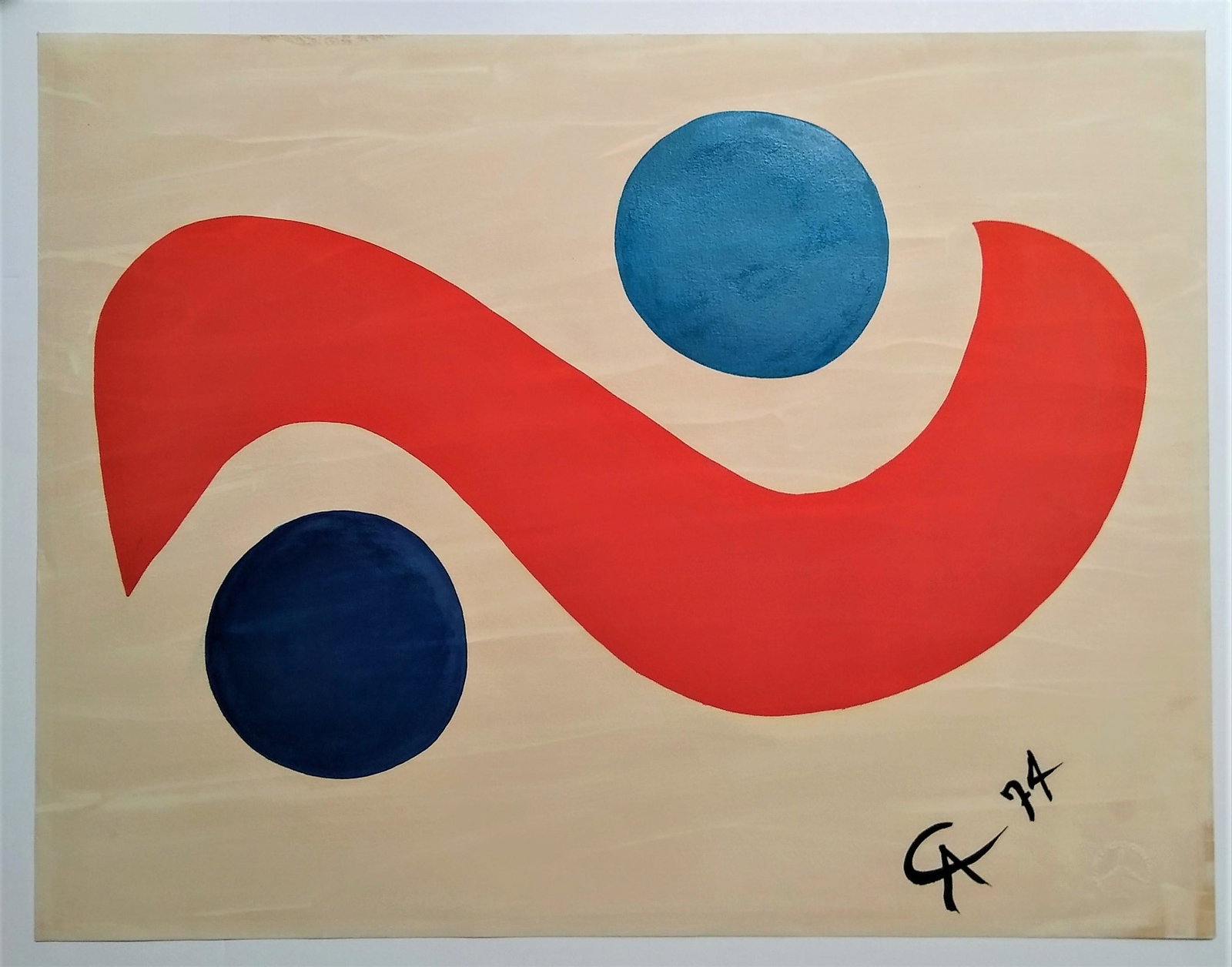 Flying colors - Calder, Alexander (after): Title: Flying colors Artist: Calder, Alexander (after) Date/Period: 1974 Materials: Paper Dimension: 20" x 26" Description: lithograph in color initialed on the plate on heavy arches paper with publis