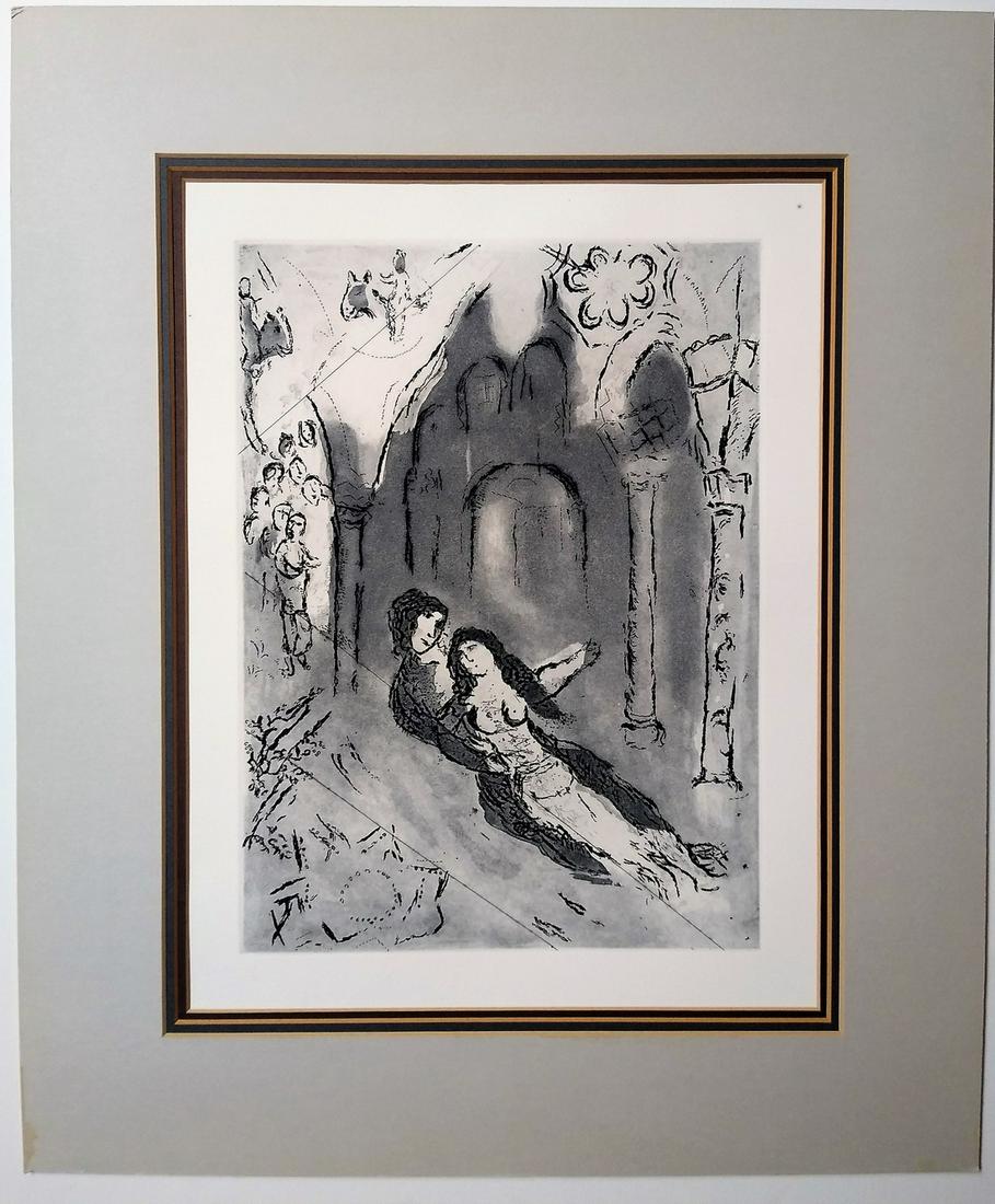 Granada - Chagall Marc: Title: Granada Artist: Chagall Marc Date/Period: 1962 Materials: Paper Dimension: 12 ¾ x 9 ½" Description: Aquatint etching from the canceled plate. Matted. Ref. Reference Cramer 51, Kornfeld 121 Re
