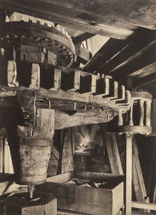 Samuel Gottscho- Interior of Mill, Hayground, NY: Artist: Samuel Gottscho Title: Interior of Mill, Hayground, Long Island, 1925-35 Medium: Photo Litho, 2006, Japan Dimensions: 6.35x8.8" Additional Information: Heat Wax Mounted on 8.5x11" Conservation