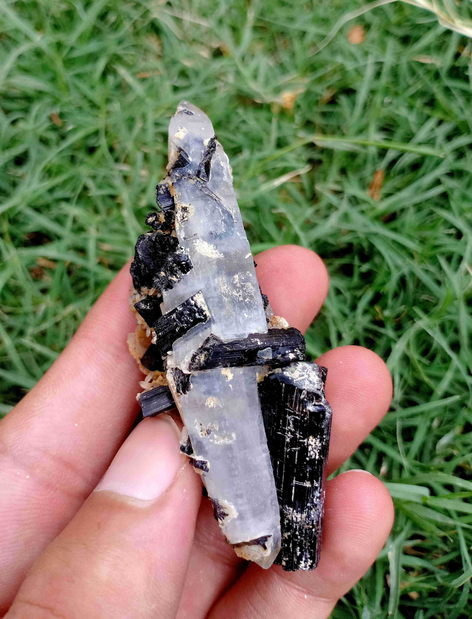 48 Gram Natural Tourmaline With Quartz Specimen: No Reserve! Title: 48 Gram Natural Tourmaline With Quartz Specimen Treatment: Natural Gemstones: Tourmaline With Quartz Weight: 48 Gram Size/Dimensions: 74x33x25 mm Origin: Pakistan Shipping: Domestic