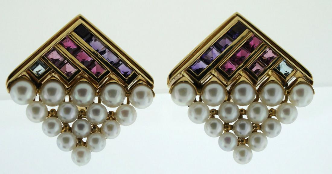 BULGARI 18K GOLD PEARLS TOURMALINE AMETHYST TOPAZ (1 of 7)