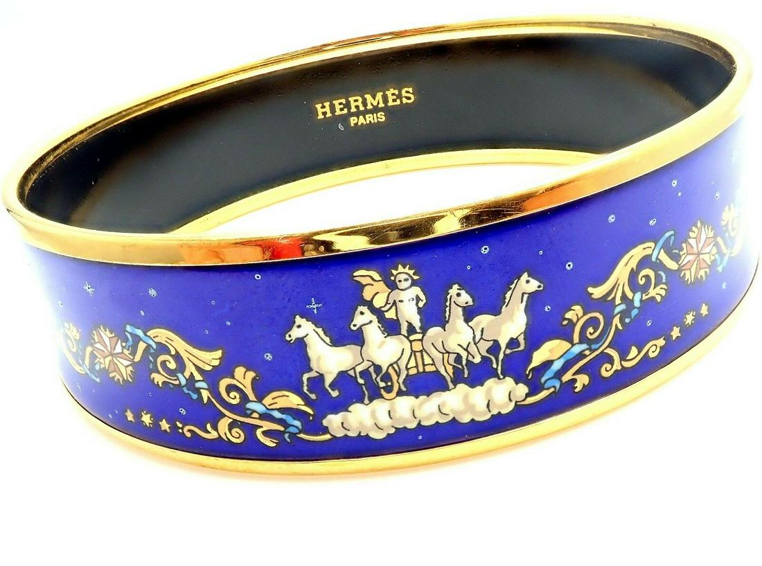 Rare! Authentic Hermes Paris Wide Blue Enamel Apollo (1 of 6)