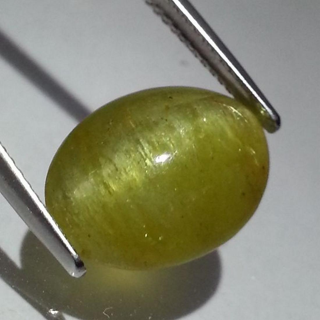 8.82 ct Natural Apatite cat's Eye: No Reserve! Title: 8.82 ct Natural Apatite cat's Eye Color/Clarity: Semi Transparent Gemstones: Loosegemstone Carat Weights: 8.82 Size/Dimensions: 14.00 x 9.70 x 7.50 Additional Information: Oval - Jh
