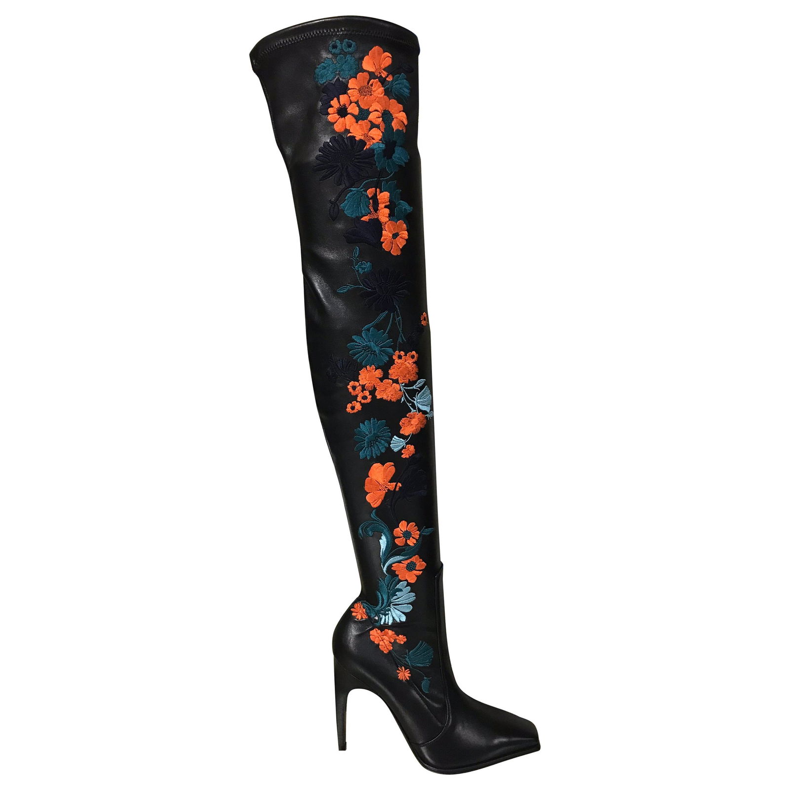 thigh high embroidered boots