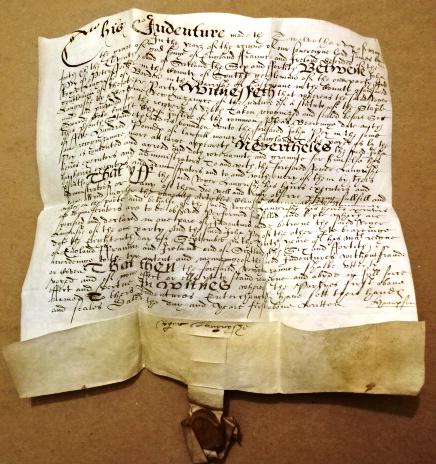 1614 English Vellum Deed Red Wax Pendant (1 of 4)