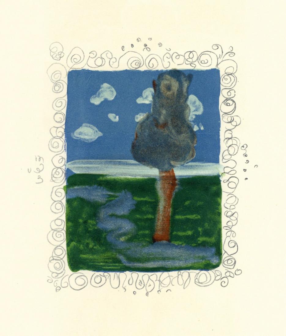 Andre Derain lithograph "In the Garden of Allah": Medium: lithograph. Published in Paris by Teriade for Verve (Volume 1, Number 4), in 1939. Verve was founded in 1937 to showcase original prints by the leading artists of the day, with outstanding tec