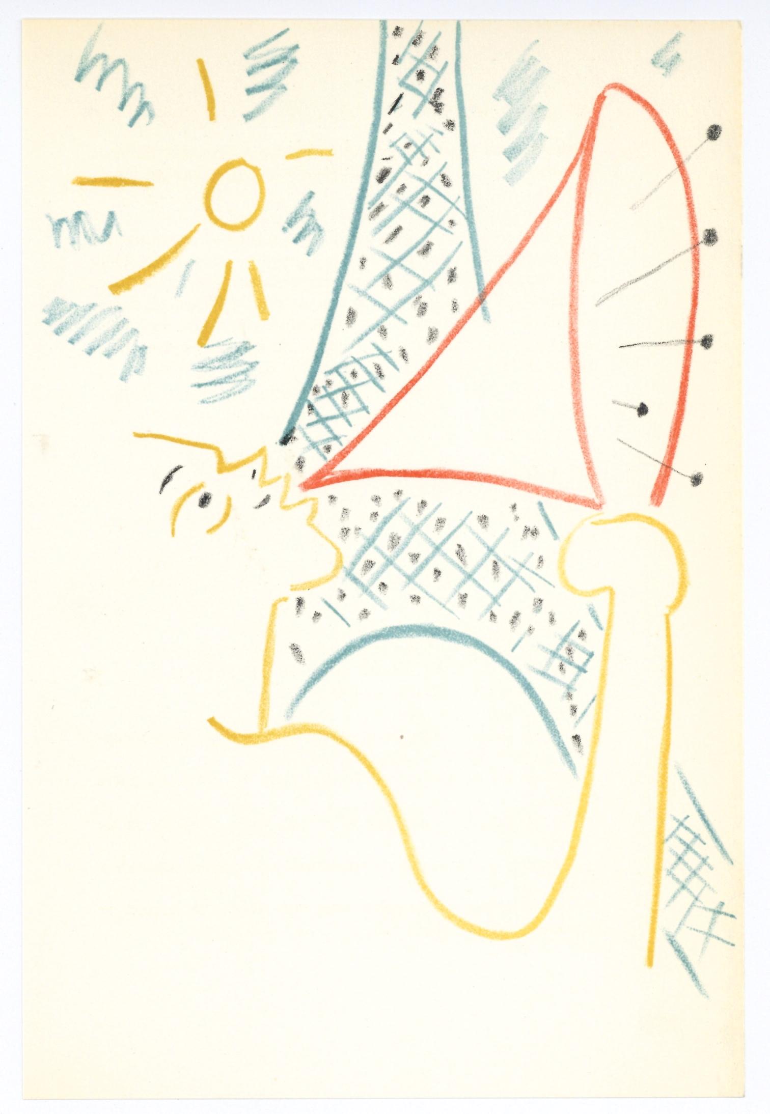 Jean Cocteau original lithograph | Les maries de la: Medium: original lithograph. Printed in Paris in 1957 by Mourlot Freres. The total sheet measures 9 x 6 inches (225 x 150 mm). Artist, novelist, poet, playwright and film director Jean Cocteau execute