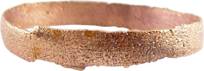 ANCIENT VIKING WEDDING RING C.850-1050 AD SIZE 8 ¼: Rounded band, 2.8mm. Surface lightly textured from burial. Professionally refurbished with the surface restored in 24karat gold. Fine example. Gift boxed with certificate of authenticity. Reserve: $70