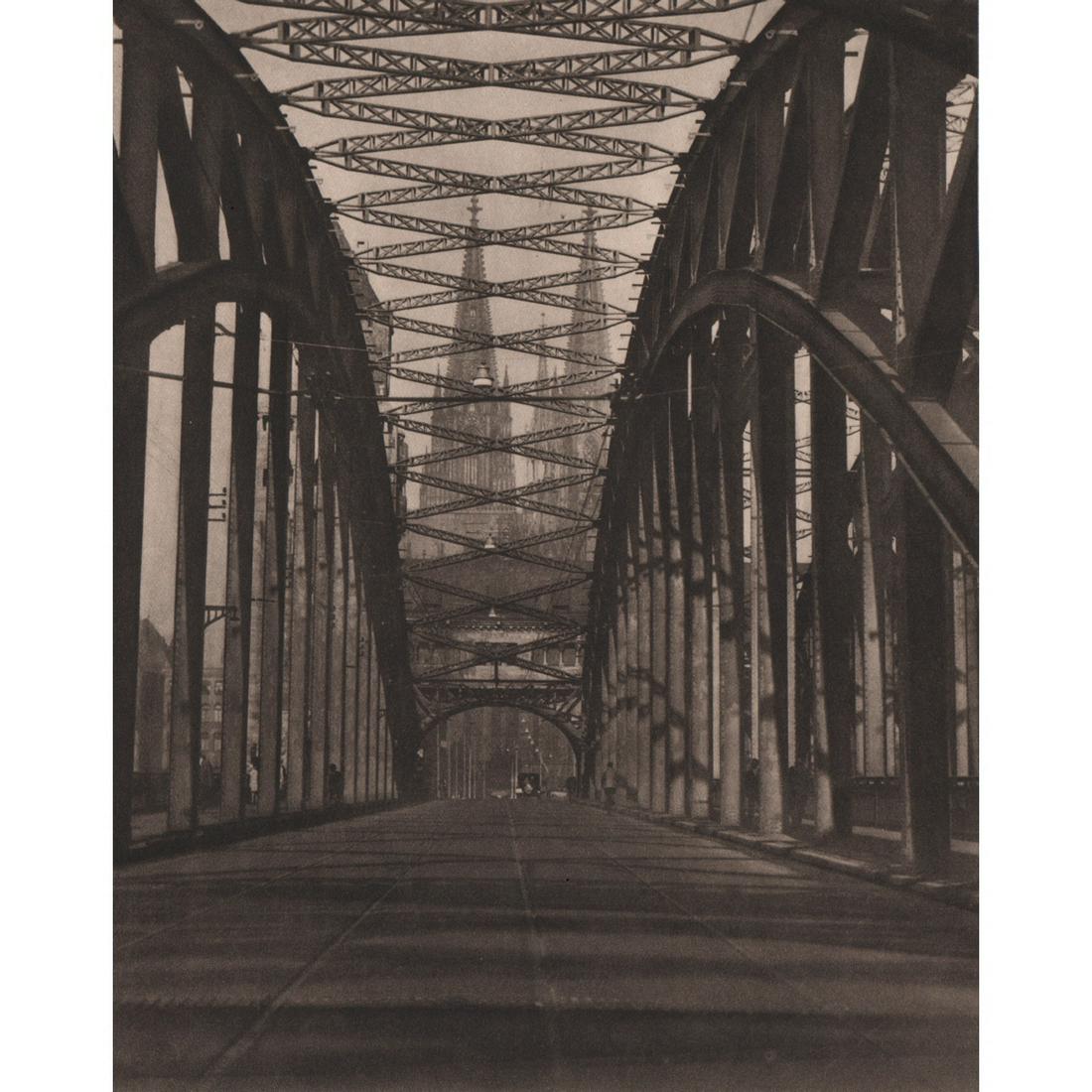 E.O. HOPPE - Hohenzollern Bridge, Cologne: No Reserve! Artist: E.O. HOPPE Print Title: Hohenzollern Bridge, Cologne Medium: Sheet-fed Gravure Printing Date: 1930's Printed in Germany Image Size: 7.75 X 6 inches Emil Otto Hoppe (1878-1972) was
