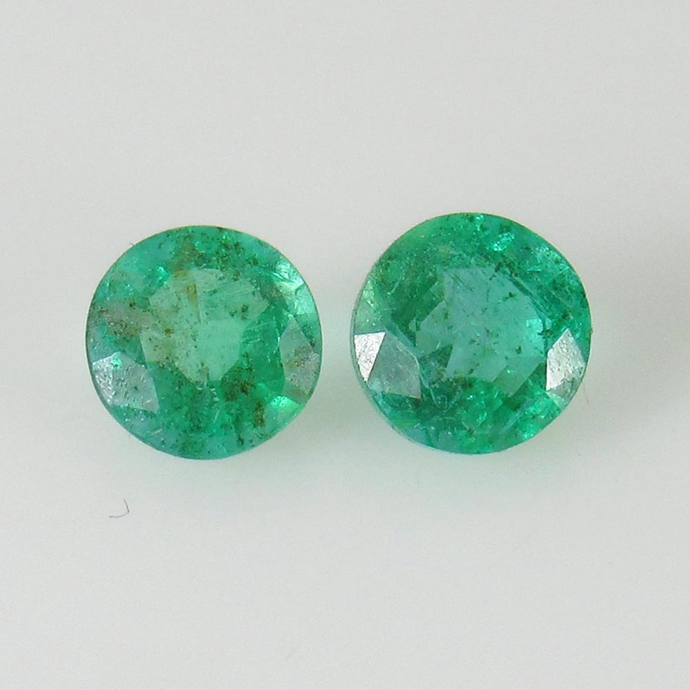 1.39 Ct Natural Zambian Emerald Round Pair (1 of 2)